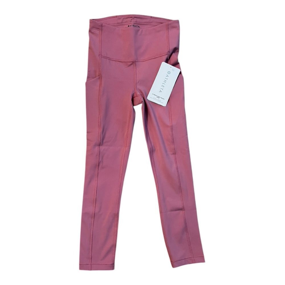 NWT Athleta SuperSonic Stash Pocket Capri Leggings Muted Rose High Waist Sz XXS